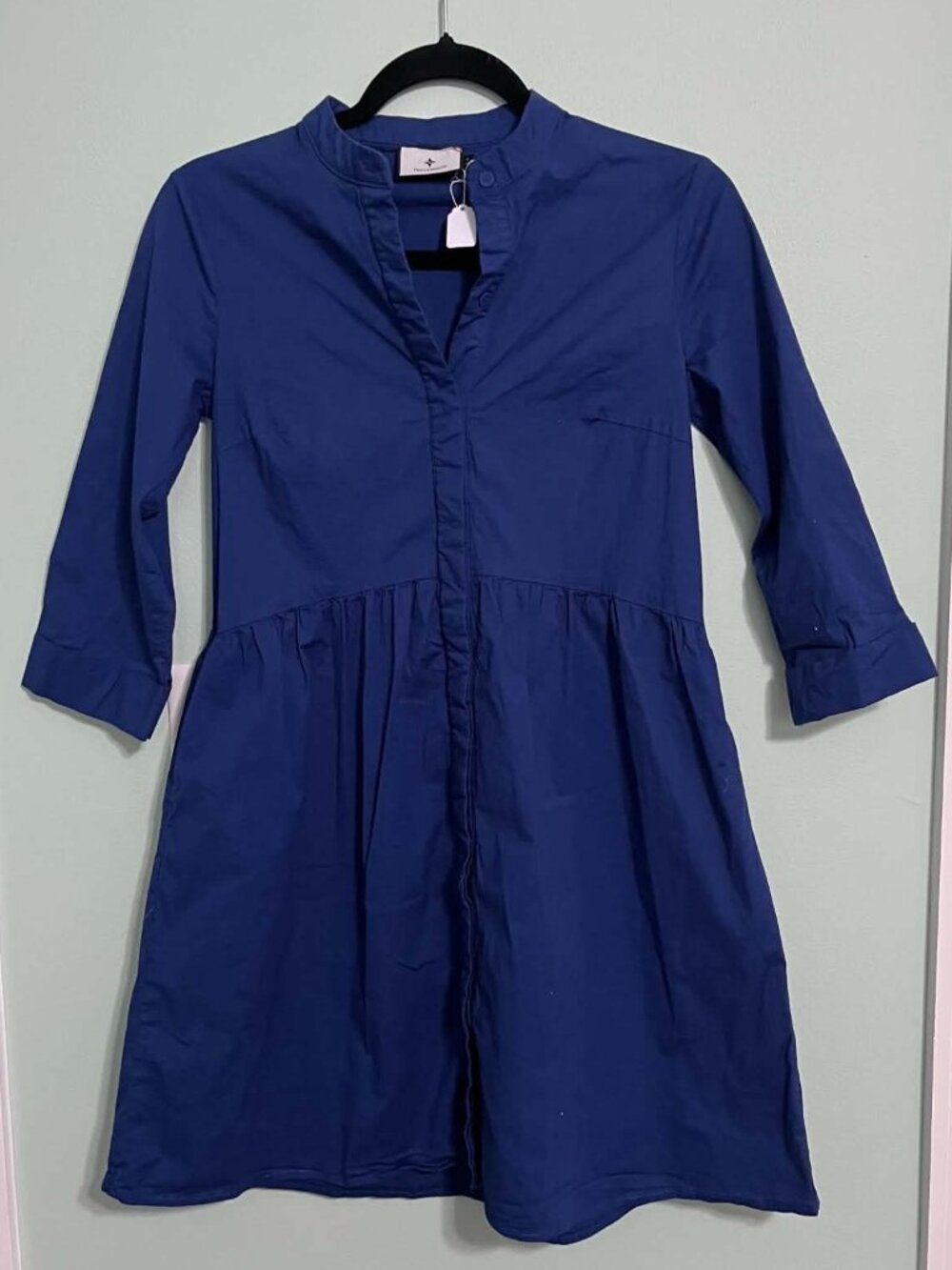 Tuckernuck Navy Royal Shirt w/Pockets 3/4 Sleeve Dress EEUC Size Small